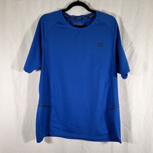 Muezna Athletic Shirt Men's Large Solid Blue Short Sleeve Crew Neck Pullover